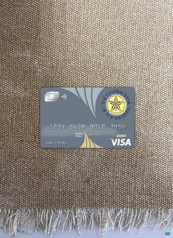 Download Bahamas The Central bank visa card photolook front Photoshop template